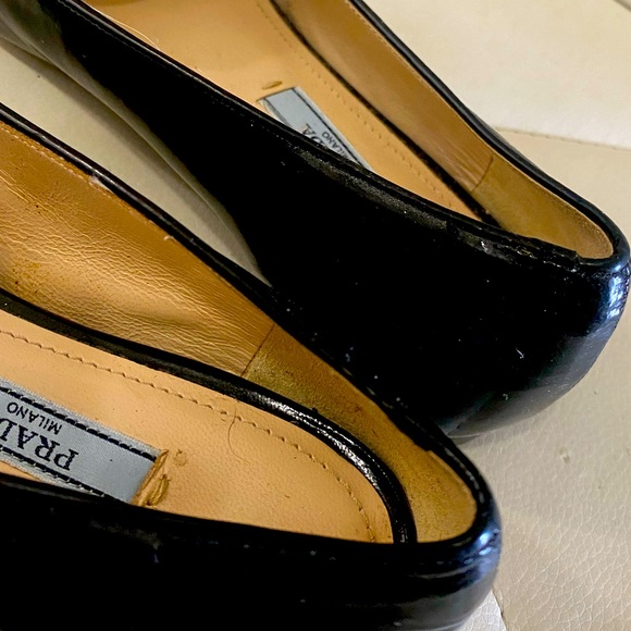 Prada Black Leather Patent Slip on Loafers Flat - Picture 5 of 9